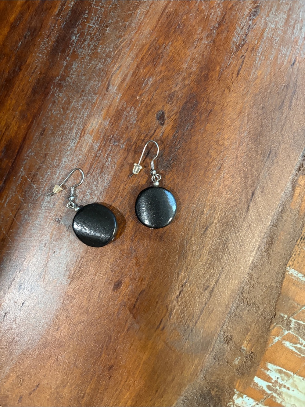 Simple Round Black Dangle Earrings